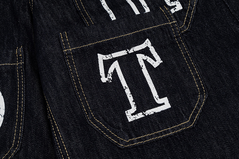 Unisex Vintage American Style Denim Capri Pants With Multi-Pockets, Relaxed Fit Straight Leg Wide Cuff For Summer_viptrois.com