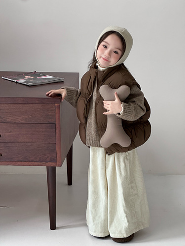 Children's Autumn and Winter Dopamine Down Cotton Fashion Vest for Girls and Babies, Short-Sleeved Thickened Warm Cotton Backer, Korean Style