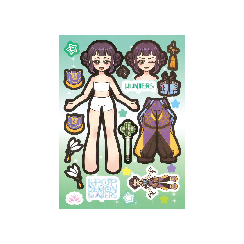韩漫猎魔女团贴纸换装游戏KPOP儿童手工DIY粘贴趣味解压玩具|undefined