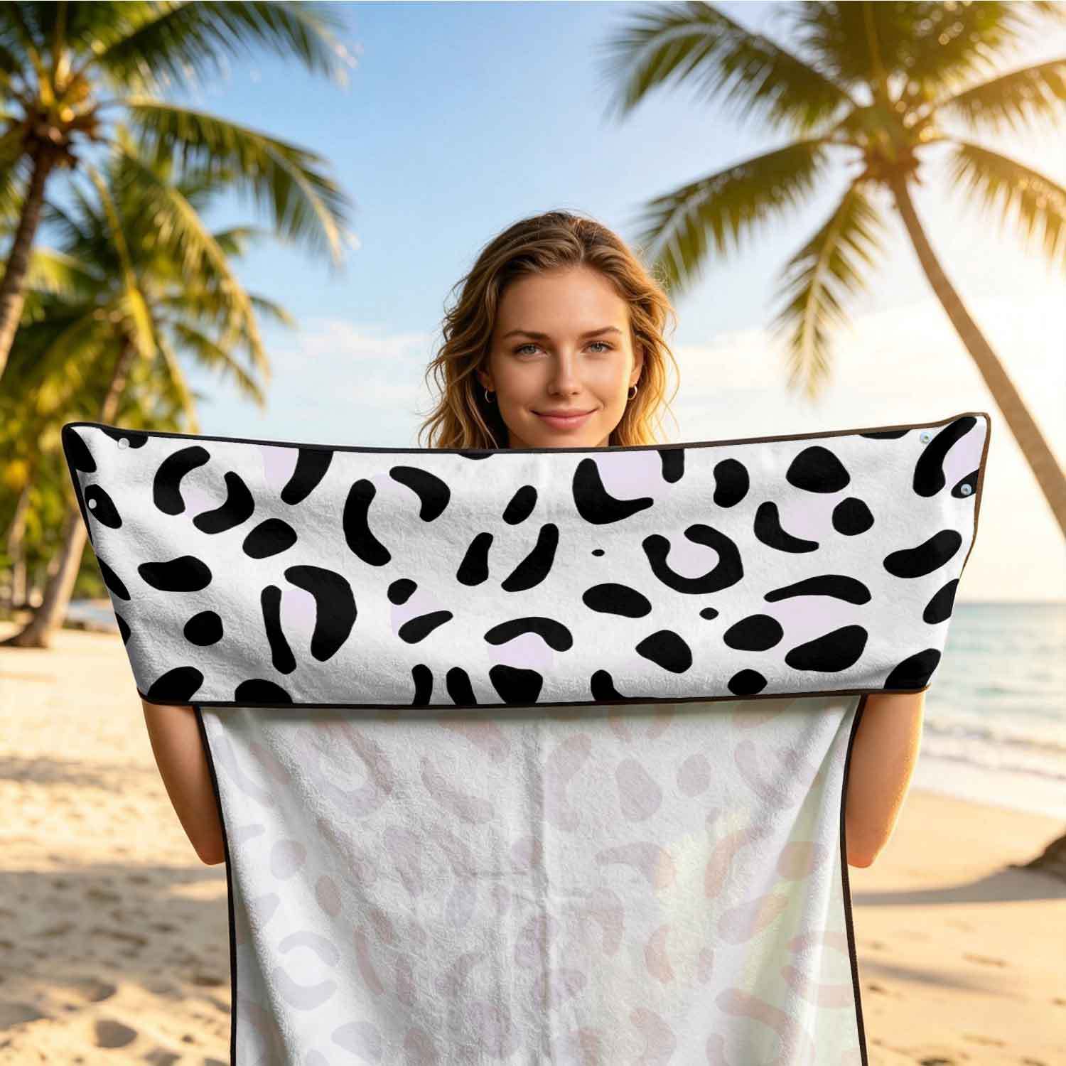 Printed bath towel and car seat cover 2-in-1, ultra-fine fiber outdoor beach and car dual-use universal seat cushion