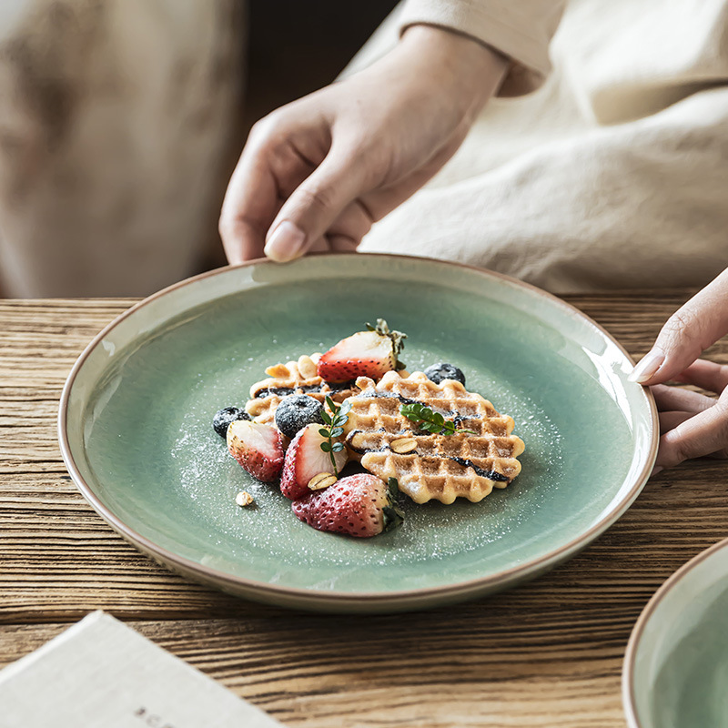 Plato de cerámica de alto rendimiento de horno, platos de postres caseros, platos de bocadillos de restaurante, platos de comidas exquisitos, platos de platos por mayor