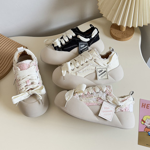 Korean version of vintage bread shoes brown canvas shoes women 2025 spring new ins street shooting thick-soled XY-A212