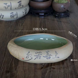 新款年宵花盆水培植物陶瓷花盆水仙花盆青釉中国风花卉大陶瓷盆