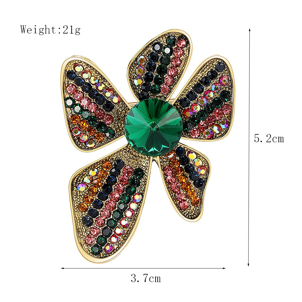 Spilla elegante vintage a forma di fiore con strass donna_voghion.com