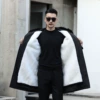 Black jacket, white liner