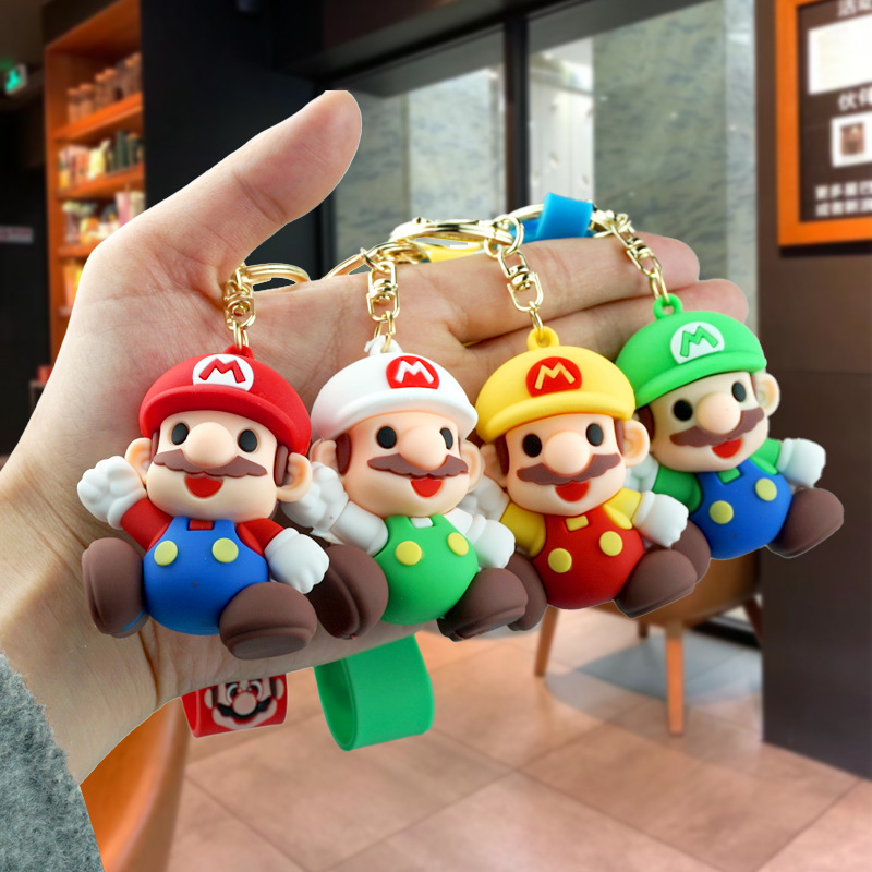New Cartoon Mario Series Couple Cute Super Mary Doll Student Bag Pendant Car Key Chain