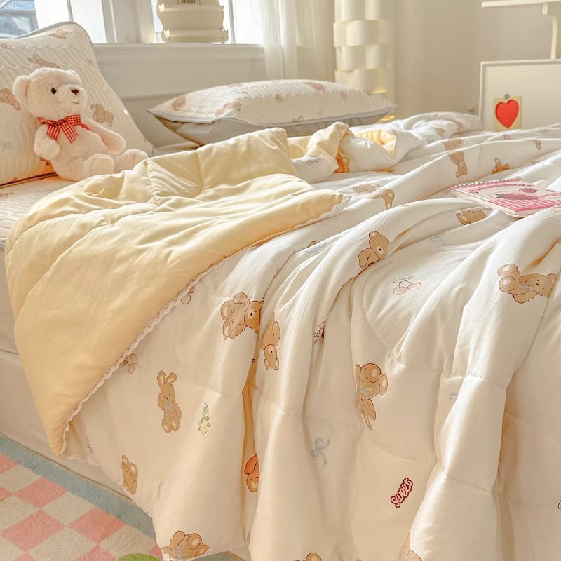 A級夏用ウォッシュドコットンサマーキルト、エアコン用掛け布団、寮用シングル、子供用薄型、洗濯機で洗えるキルト芯、抗菌