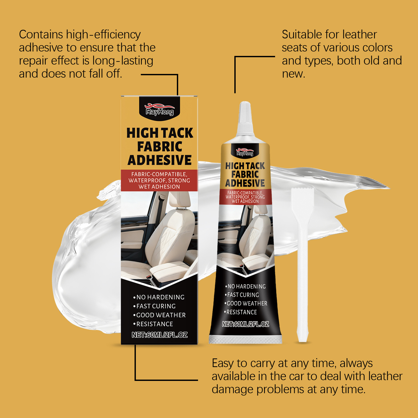 RAYHONG adhesivo de reparación de tejido adhesivo de cuero adhesivo de tejido impermeable duradero adhesivo sin costuras