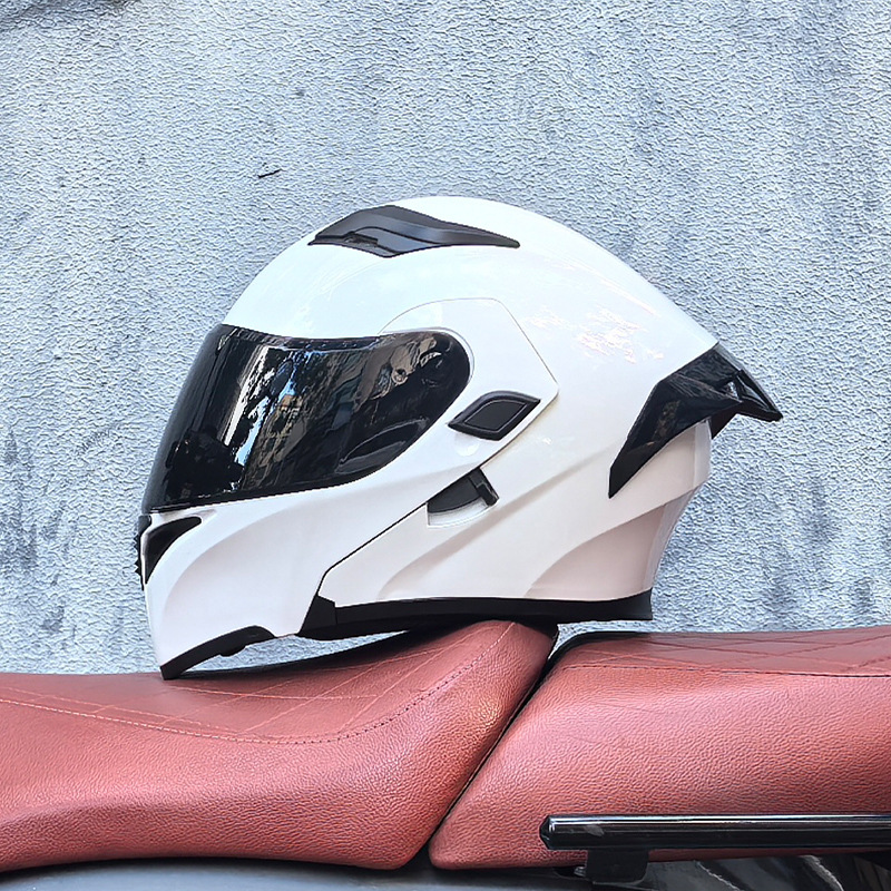 Casco de motocicleta Orz, casco, casco, doble lente, cola grande, motocicleta, casco de carrera, casco, hombres y mujeres, calor de invierno