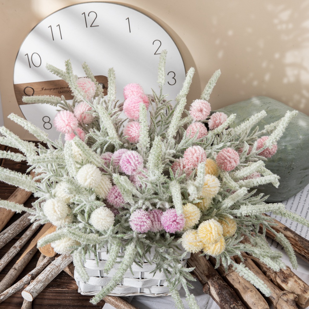 批發毛球蒲公英配草INS風仿真花廠家家居裝飾跨境婚慶假花MW85505