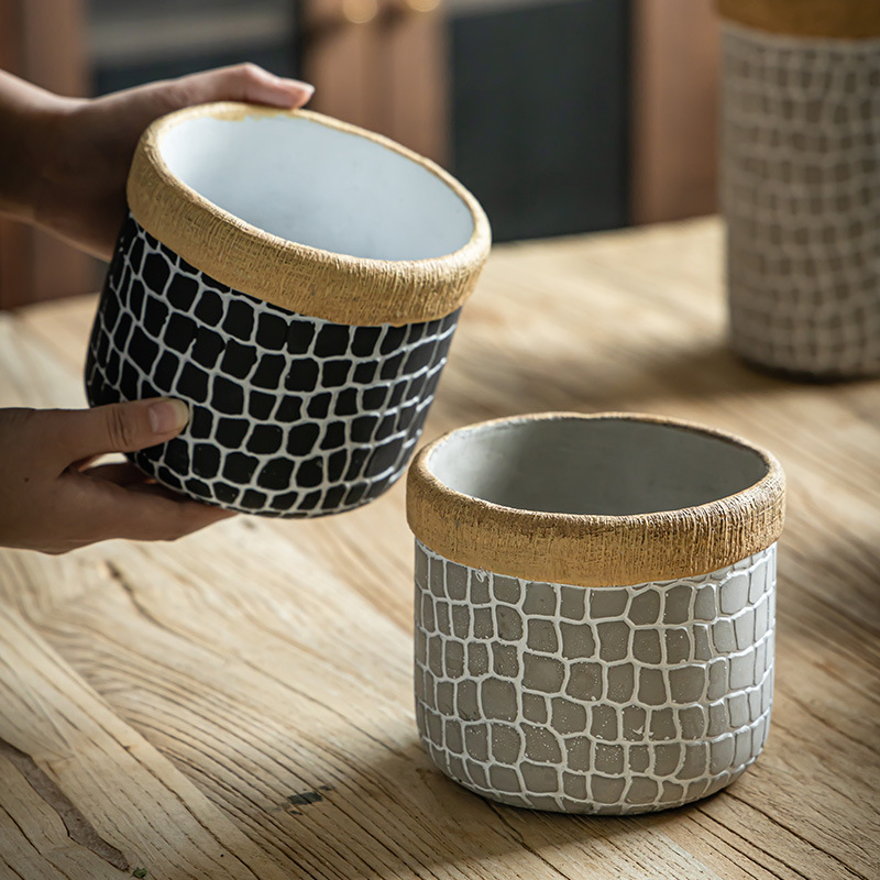 Estilo retro redondo verde rábano suculento flor placa creativa verde planta placa interior escritorio balcón bonsai purificación aire ligeramente defecto