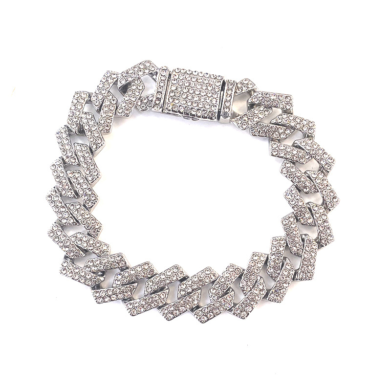 Wang Jia'er's Same Hip Hop Cuban Versatile for Men and Women Full Diamond Couple Bracelet_voghion.com