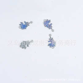 新款女式蓝色独角兽头滴油闪粉双孔合金手链辅料服饰配件饰品挂件