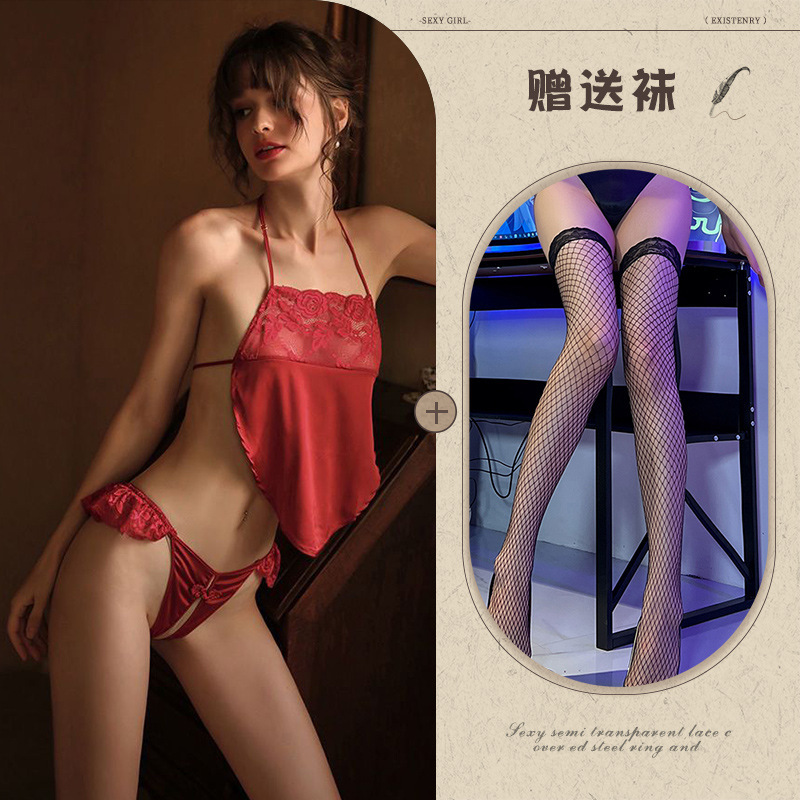 레드 + 블랙 망사 스타킹