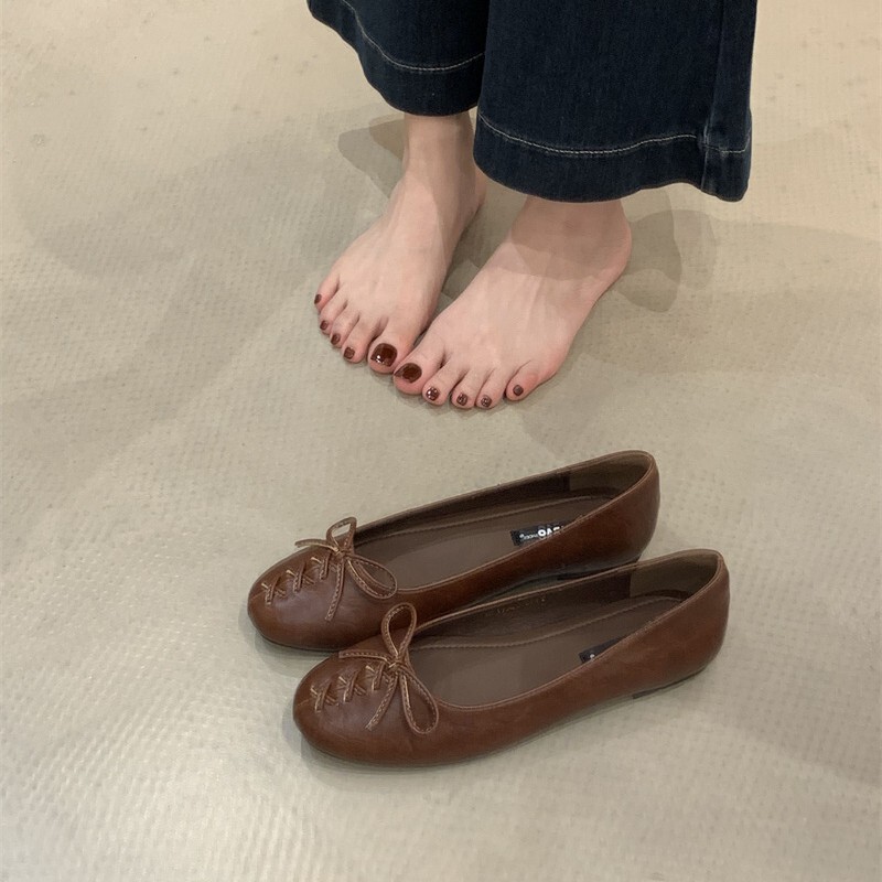 2025秋季蝴蝶结百搭晚晚通勤软底瓢鞋平底法式圆头浅口单鞋女鞋子|undefined