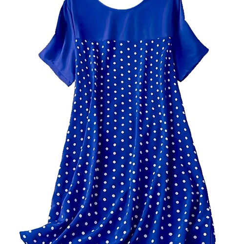 Summer Dress for Women - Simple Commute Polka Dot Crew Neck Short Sleeve Pajama Dress - Hot Selling Cross-Border Item from Europe and America