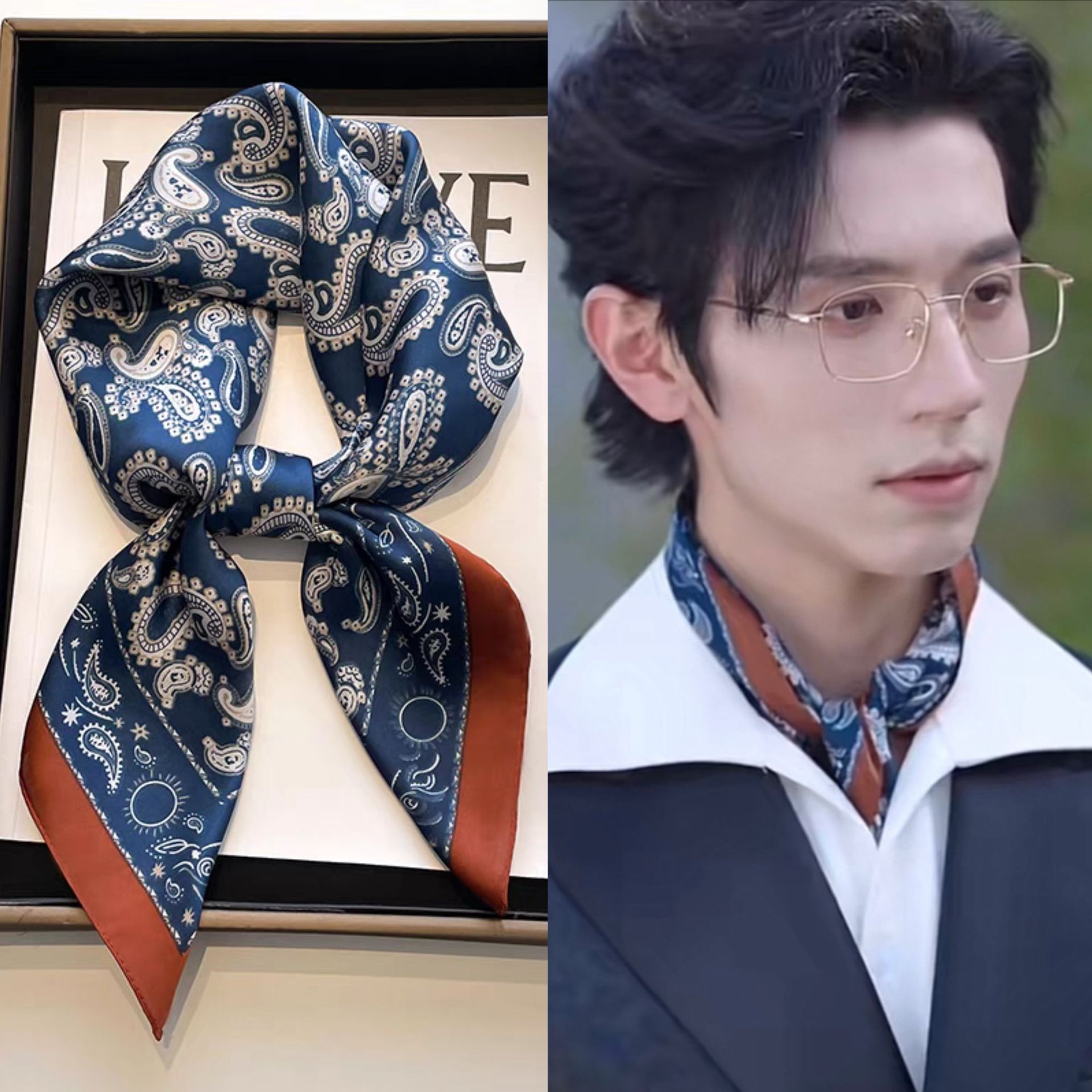 Small Square Scarf Men's Neck Protector Professional Wear with Shirt Thin Scarf 70X70 British Style Scarf