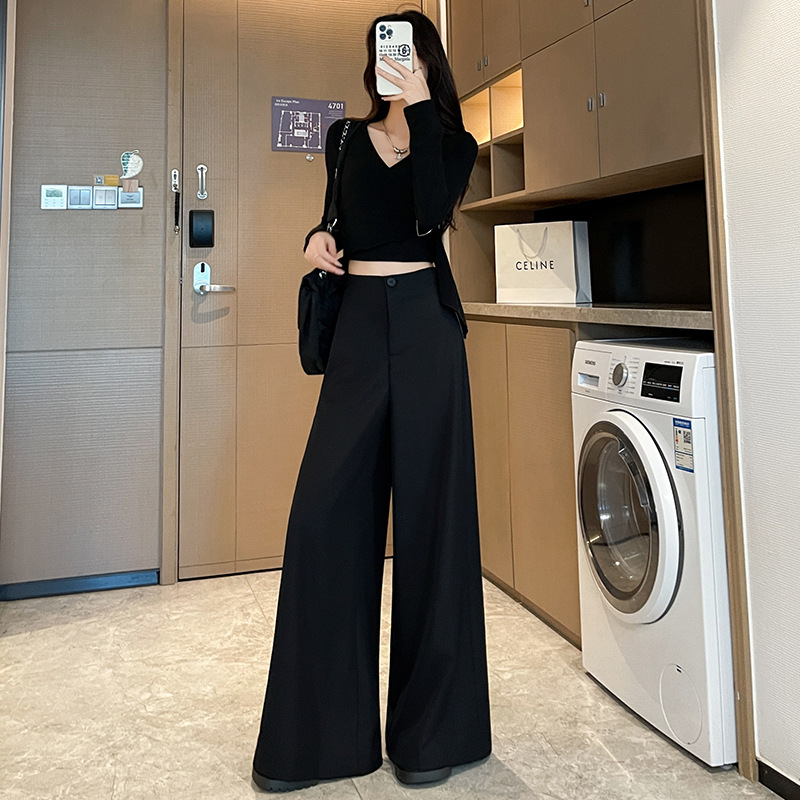 高级感阔腿西装裤女秋季2025新款高腰显瘦梨型身材垂感拖地裤裙|undefined