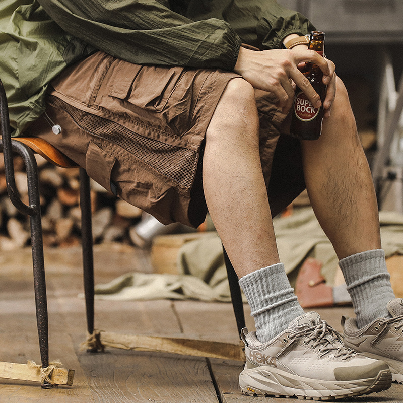 American-Style Outdoor Quick-Dry Cargo Shorts for Men, Summer Loose Functional Multi-Pocket Men's Casual Commuting Knee-Length Shorts Trendy