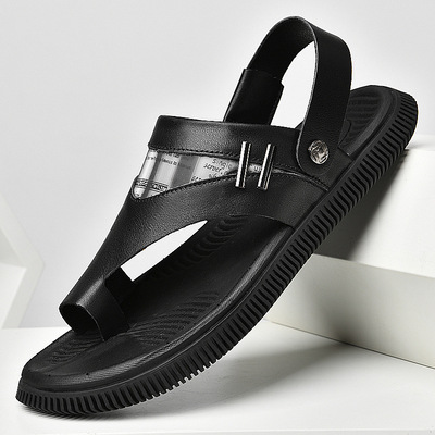 summer man Beach shoes The first layer cowhide Sandals slipper Metrosexual Toe Toe wholesale One piece On behalf of