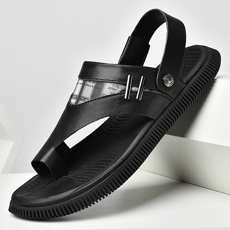 summer man Beach shoes The first layer cowhide Sandals slipper Metrosexual Toe Toe wholesale One piece On behalf of