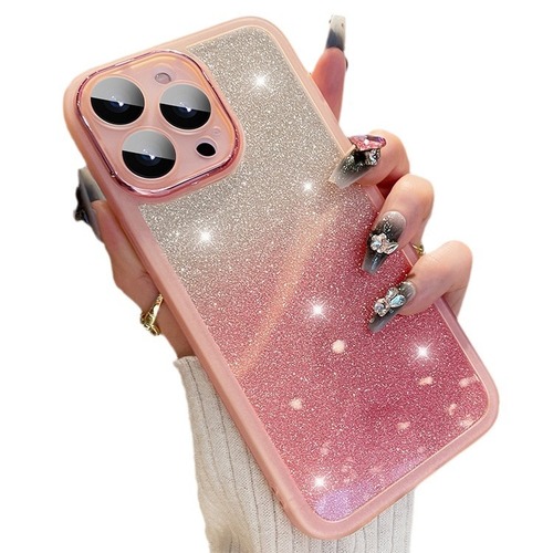Suitable for Apple 15 transparent glitter mobile phone case, ultra-thin iPhone 14 promax protective case, soft 13 all-inclusive lens