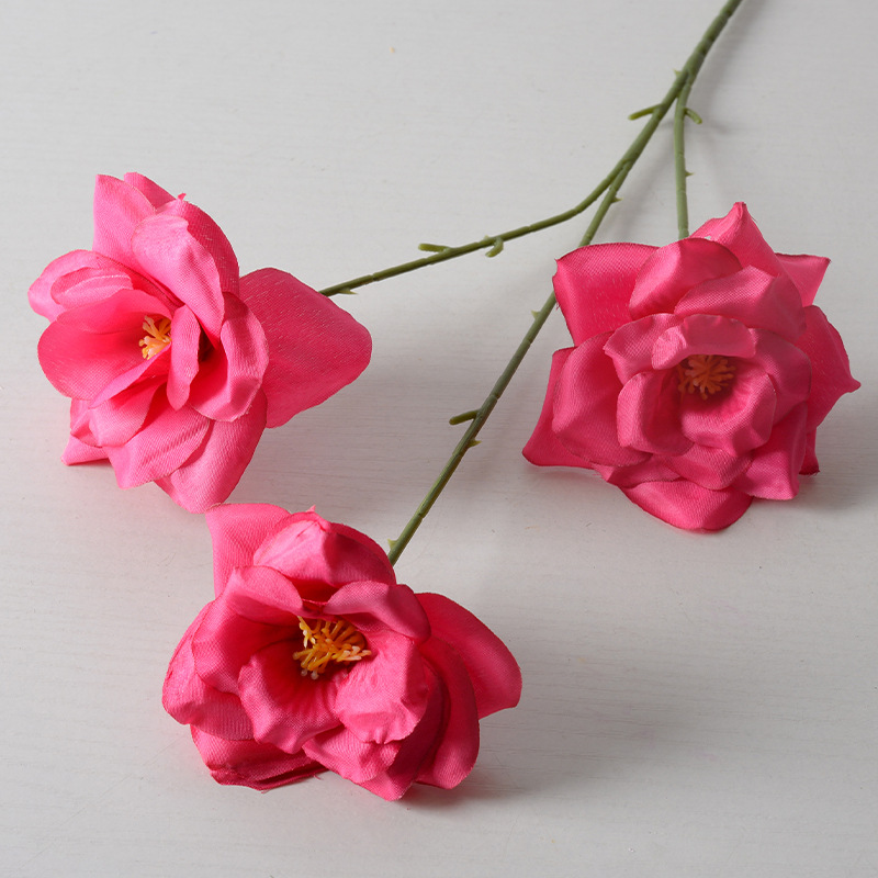 Flor artificial rosa roja naranja flor artificial Rosa flor artificial salón de bodas boda decoración del hogar flor artificial al por mayor