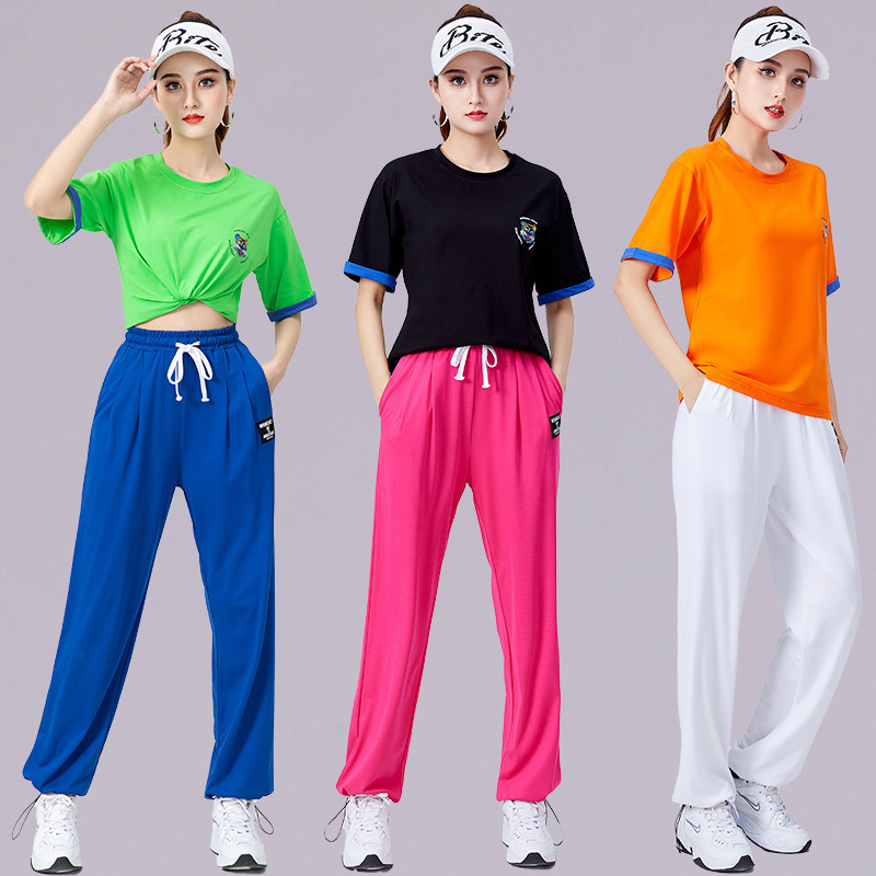 Mojiada square dance clothing new suit women's spring and summer short-sleeved sports fitness Ghost Dance dancing clothes