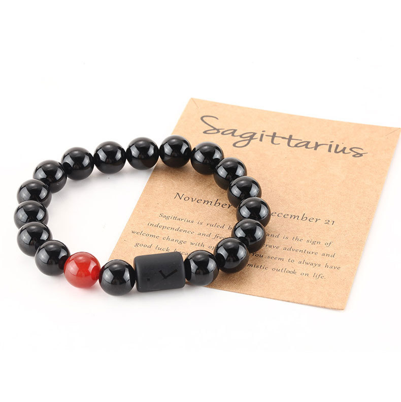 25g Weight Bracelets Classification Simple Style Constellation Natural Stone Beaded Carving Bracelets