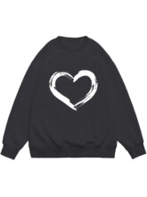 D 31341 Heart Print Oversize Sweatshirt ����ӡ������ �羳��