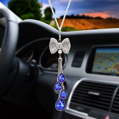 Car rearview mirror pendant: Car hanging - bow-water-drops-baolan