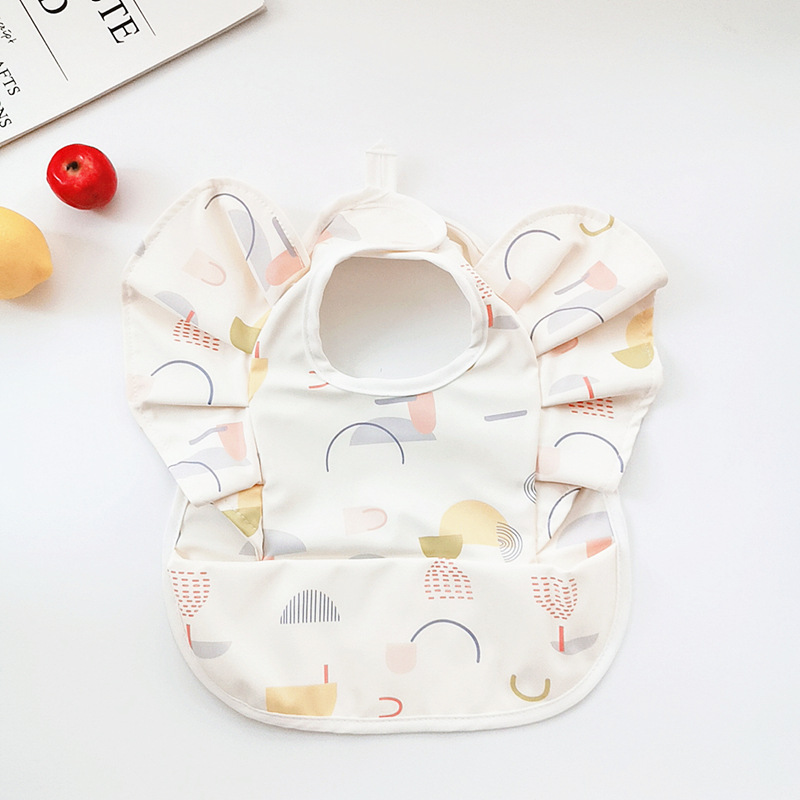 Manga de vuelo danés bebé alimentos babero alas de Ángel babero pu impermeable bebé babero alimentación ins babero