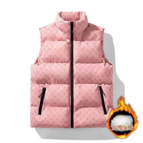 Couple's Down & Cotton Vests for Autumn/Winter, Unisex, Thickened Sleeveless Outerwear, Trendy Loose Back Vests, Thick Warm Jackets