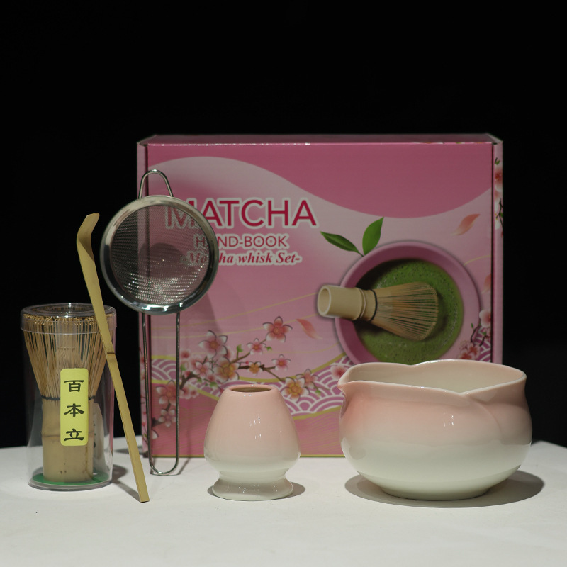 MATCHA跨境专供多款新品陶瓷5件套抹茶碗带嘴宋代点茶茶筅工具套|undefined