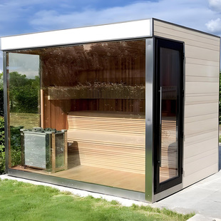Large Luxury Outdoor Personal Square Wooden Sauna Room Wet Steam Sauna Room Electric Stove with Lights