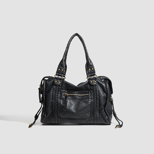 Cross-border hot selling French retro locomotive bag, one-shoulder cross-body bag, tote bag, large bag, women's large capacity bag, washed bag