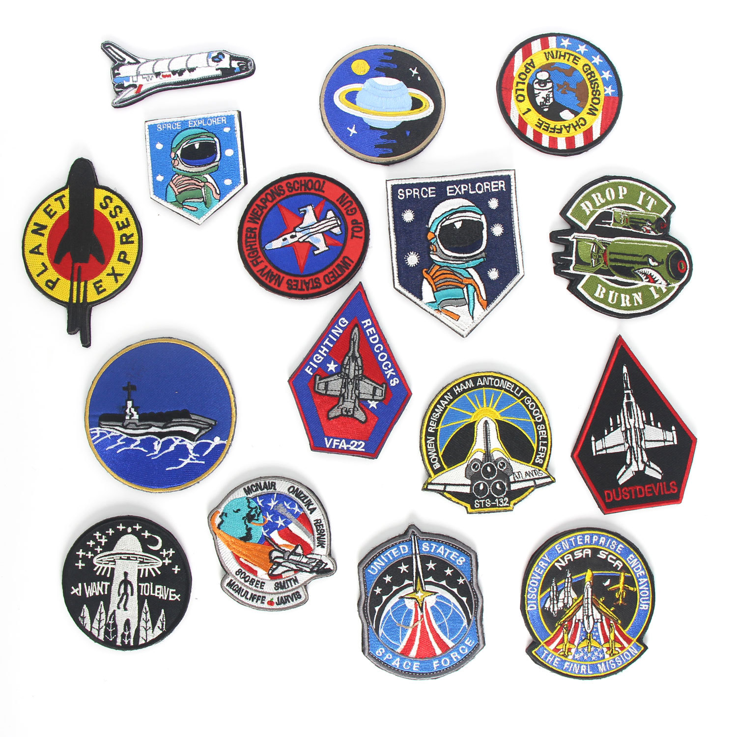 跨境热销航天系列魔术贴刺绣布贴补丁宇航员袖标胸贴徽章贴标
