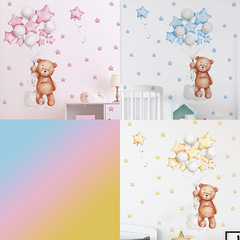 外貿卡通星星小熊月亮雲朵客廳兒童房幼兒園家居裝飾牆貼自粘批發