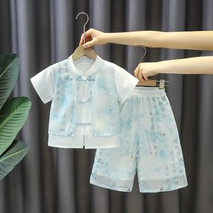 Hanfu Children's Summer Thin Performance Costume 2025 New Style Boys' Elegant New Chinese Style Traditional Chinese Clothing for Young Children Tang Suit