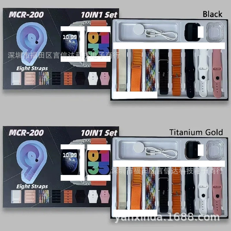 Умные часы MCR-200 с измерением пульса, счетчиком шагов, вызовом, здоровьем, Bluetooth, 10 в 1, 8 сменных ремешков