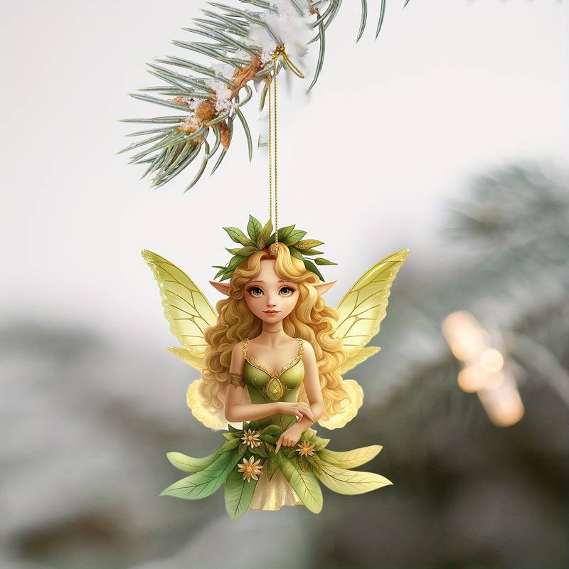 Navidad mariposa hadas colgante de árbol de Navidad acrílico plano transfronterizo automóvil espejo retrovisor decoración colgante
