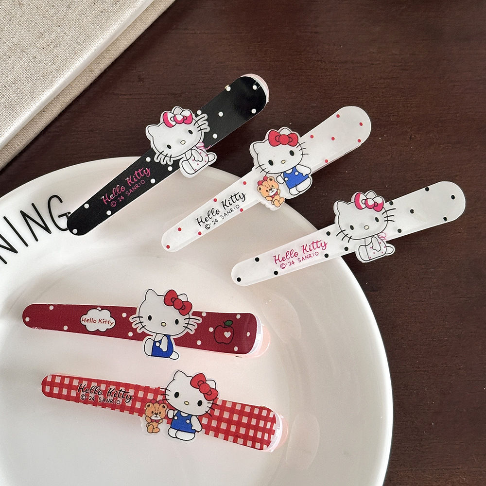 Cute Plaid Sanrio Duckbill Clip Sweet Ins Girly Heart Bangs Clip Cartoon Versatile Simple Stall Hair Accessories