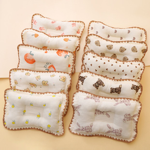 Baby Pillow Pure Cotton Gauze Baby Shaping Pillow for All Seasons, Correcting Head Shape, Machine Washable, Breathable for Infants and Toddlers