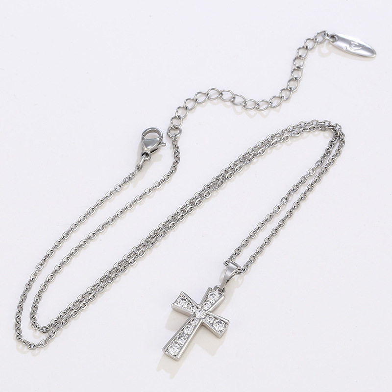 Xupin joyería Blanca Cruz con incrustaciones de circonio colgante europeo y americano personalidad simple estilo frío hombres y mujeres colgante al por mayor