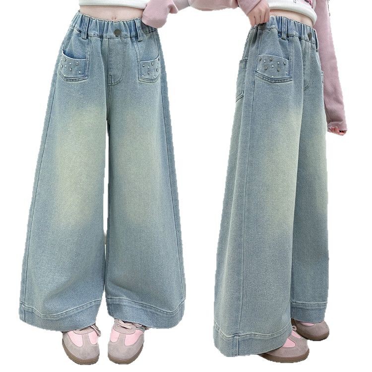 New Children's Mixed European And American Jeans With Diamonds On The Front Pocket_voghion.com