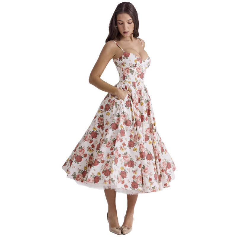 Women's Double Layer French Mesh Swing Dress Princess Design With Suspender High-End Summer Fashion_voghion.com