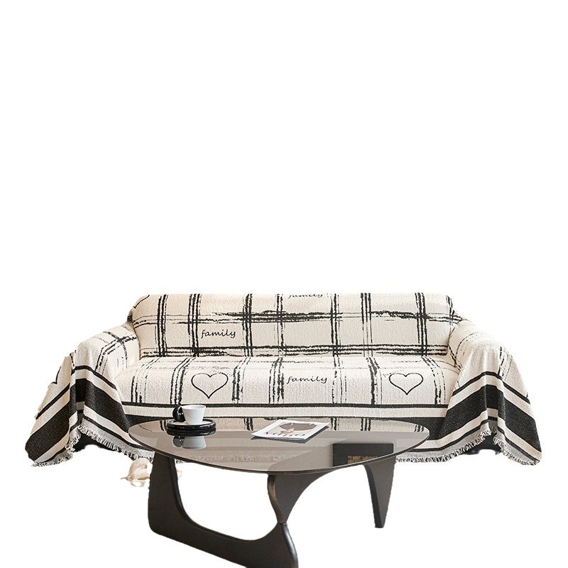 Líneas simples de cordero sofá cubierta tela de peluche toalla de sofá antideslizante anti-sucio anti-gato agarrar una pieza de cubierta completa