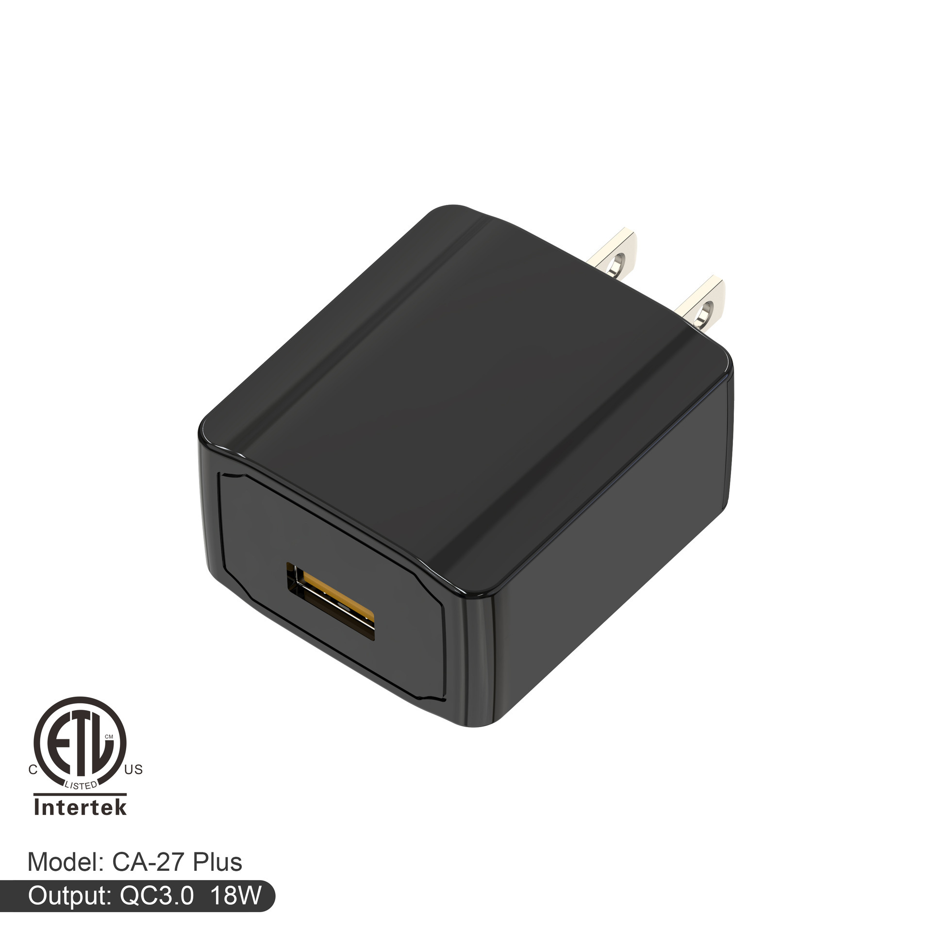 环保etl认证高通快充智能安卓单usb快充手机快充 qc3.0美规充电器