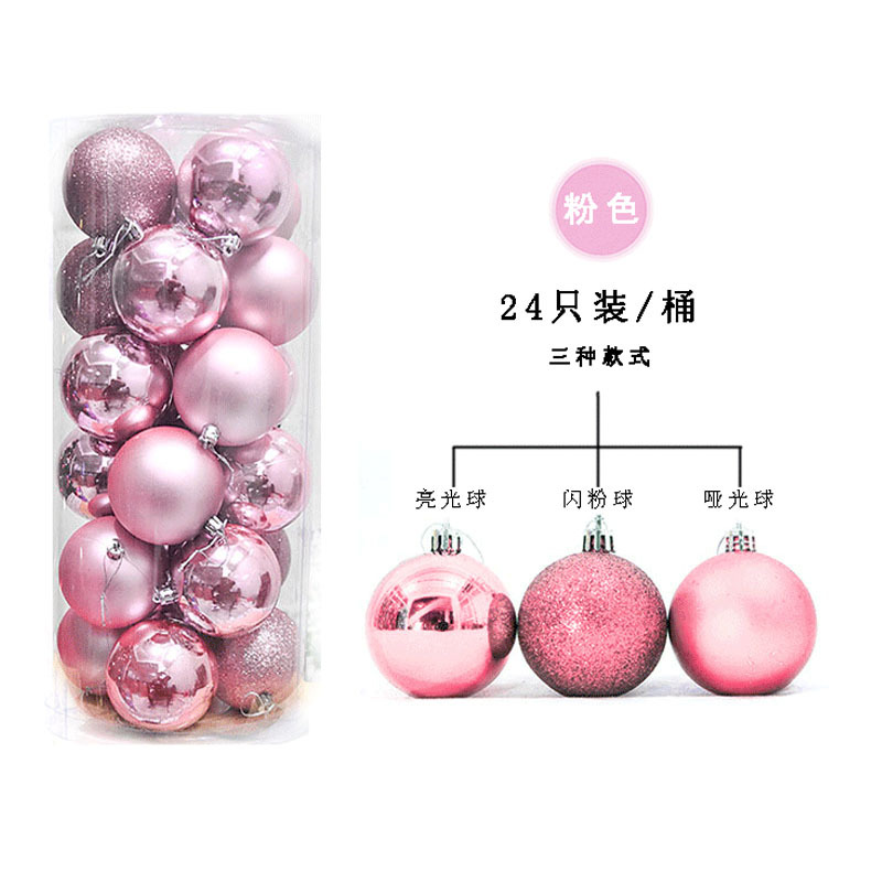 En stock suministro 24 bolas de Navidad de barril creativo bolas decorativas de Navidad bolas de plástico mate al por mayor regalos de Navidad