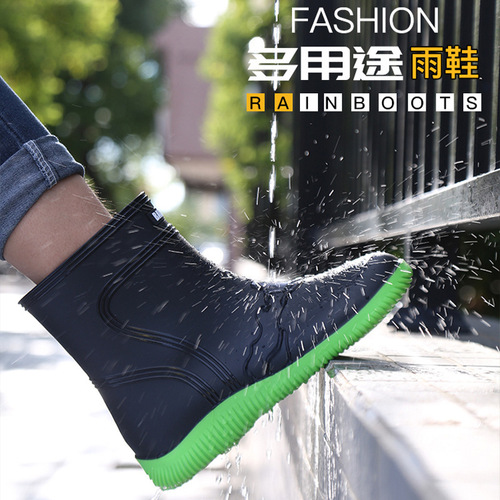 Men's fleece waterproof rain boots, non-slip rain boots, wear-resistant outer water shoes, fishing shoes, construction site water boots, chef's rubber shoes